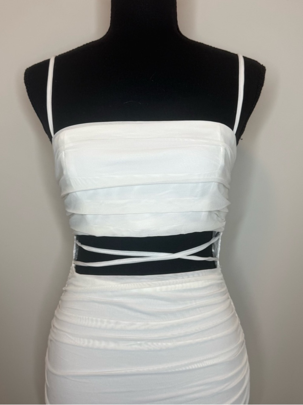 Princess Polly White Ruched Cutout Mini Dress - Picture 2 of 8